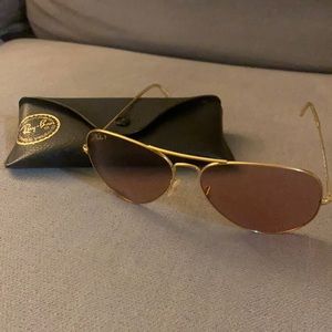 Pink and gold rayban aviators- warn very few times